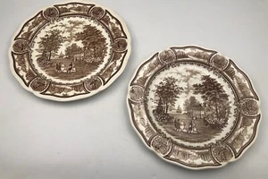 Set of 2 Dinner Plates Americana Brown by J G Meakin England 10.5” - Picture 1 of 8