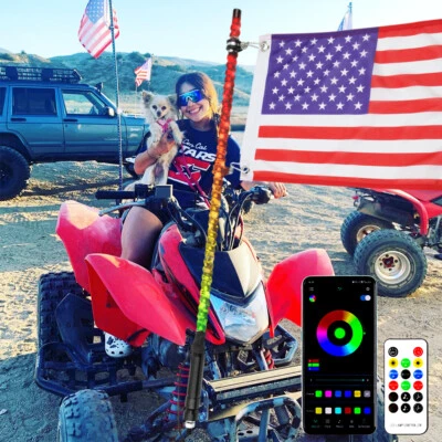 3FT Lighted Spiral LED Whip Antenna w/Flag & Remote For Can-Am DS250 DS450 DS650 Foto 1 de 4