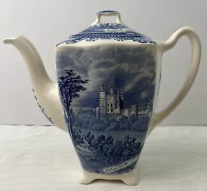 TEIERA blu e bianca Johnson Bros. England Old Britain Castles caffettiera 7,5" - Foto 1 di 7