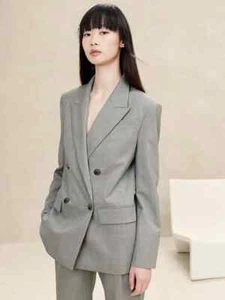 Banana Republic Siena Relaxed italienischer Wollblazer neu mit Etikett - Größe 4 grau #882828 - Bild 1 von 7