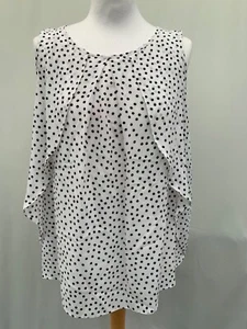 M&Co Women's Sleeveless Blouse Size 12 White Black Spots - Picture 1 of 7