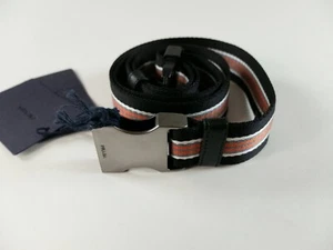 PRADA black & orange nylon belt with logo engraved metal buckle 90 34 authentic - Picture 1 of 7