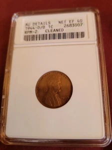 1944 D/D RPM-2 Lincoln Cent, ANACS au net ef40 cleaned - Picture 1 of 3