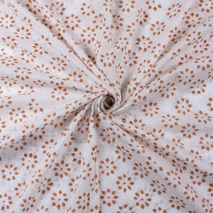 Brown Hand Block Print Fabric Handmade 100% Cotton Light Summer Dressmaking - Picture 1 of 5