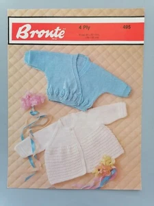 BABY MATINEE JACKETS, 2 styles, 40-50cm, 4ply - BRONTE Knitting Pattern 495 - Picture 1 of 3