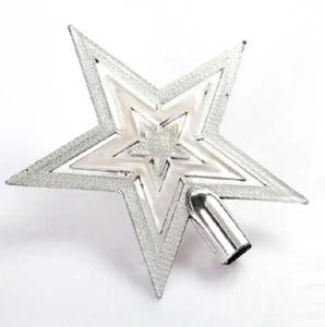 Christbaumspitze Silber Stern Dekoration X Baumspitze Ornament glänzend Ornament - Bild 1 von 3