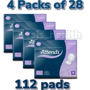 Attends Contours 9 (2899ml) 4 X 28 Pack Incontinence Aid Pads Moderate - Picture 1 of 4