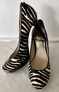 Michael Kors Zebra Print Heels Calf Hair Size 8M 4 Inch Heel - Picture 1 of 12