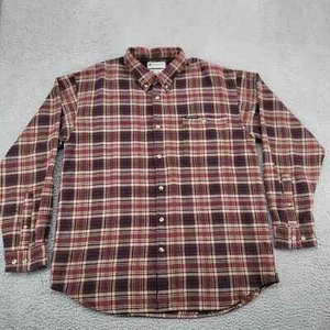 Columbia Shirt Mens Large Orange Plaid Outdoors Camp Long Sleeve Button Down - Picture 1 of 12