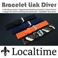 Bracelet-Link Diver Silicone Rubber Watch Straps 18-26mm Black Blue Orange Camo