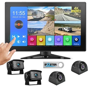 9" Touch Screen DVR Video Recorder Quad Monitor 4x Front Side Rear View Camera - Picture 1 of 20
