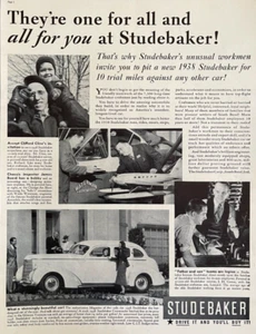 1938 Studebaker Print Ad One For All Drive And You'll Buy Automobile Ephemera - Picture 1 of 1