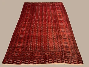Alfombra de pueblo turcomana afgana vintage 360x240 cm, roja, negra tribal grande - Imagen 1 de 10