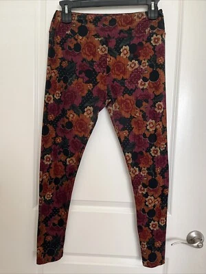 Leggings LuLaRoe TC (12-18) Disney Minnie Mouse Rosa Flor Granate Naranja Negro Foto 1 de 4