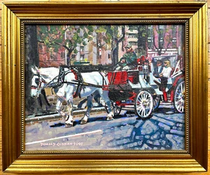 DONALD CURRAN SIGNED ORIG OIL PAINTING “CARRIAGE RIDE NEW YORK CITY" - Picture 1 of 5