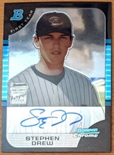 2005 Bowman Draft Chrome  Autograph  Auto Stephen Drew  Card # BDP166