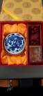 Chinese Jody Seal Stamp Jade Double Dragon Porcelain Red Ink Cup Set