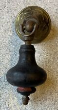 Antique Wood & Brass Tear Drop Drawer Pull with Brass Plate 
