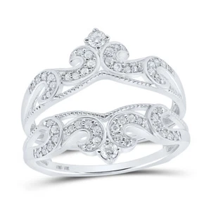 10kt White Gold Womens Round Diamond Wrap Enhancer Wedding Band 1/3 Cttw - Picture 1 of 1