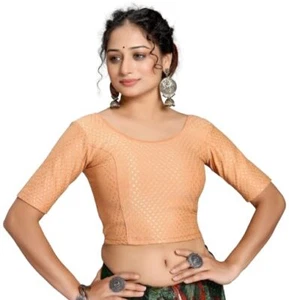 Camicetta Sari Cotone e Lycra Girocollo Dobby Elasticizzata Manica Gomito Readymade - Foto 1 di 108