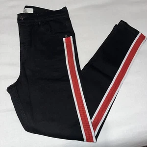 Topshop Jamie Skinny Jeans Size W28 L30 Side Stripe Black Red White - Picture 1 of 6