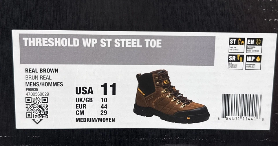 CAT Threshold Waterproof Steel Toe Work Brown BOOTS Men's Size 11 M P90935