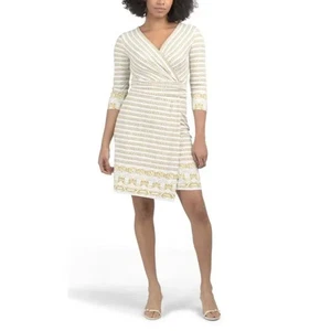 J Mclaughlin womens Brea Knee Length Wrap Dress size Small Optic Link $248 - Picture 1 of 9