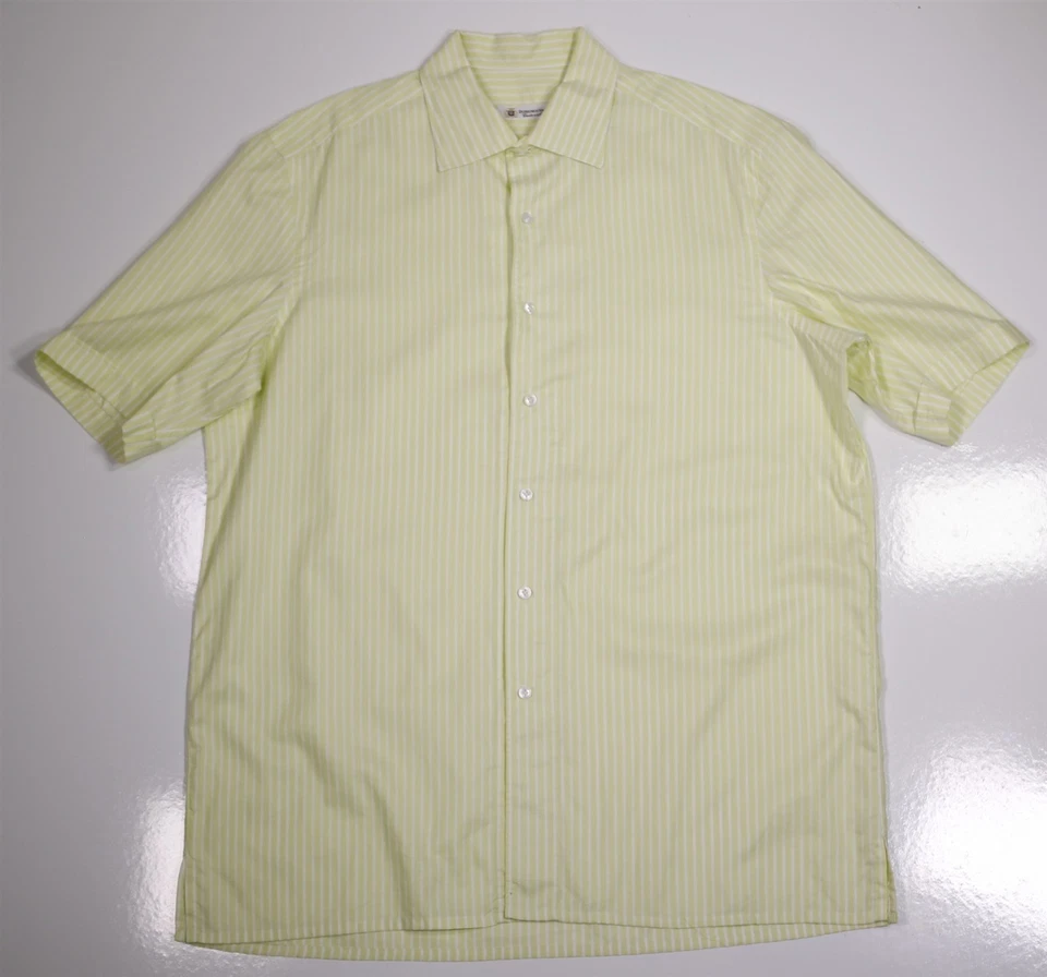 Camisa abotonada manga corta blanca verde lima Domenico Vacca (44) 17,5- Foto 1 de 4