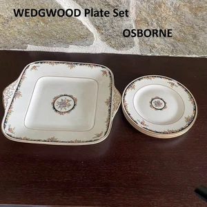 Wedgwood Osborne Cake Plate (10.8in, 27.5cm) x 1 & Side Plate 6.9in x 4 Set - Picture 1 of 8