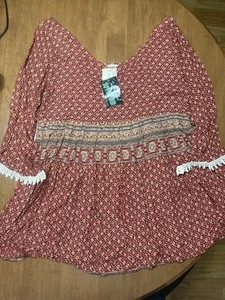 Southern Stitch Womens Multicolor Floral Bell Sleeve Blouse Medium Feminine Boho - Picture 1 of 3