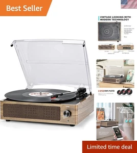 Giradischi All-in-One Vintage con Sistema a Cinghia e Connettività Bluetooth - Foto 1 di 11