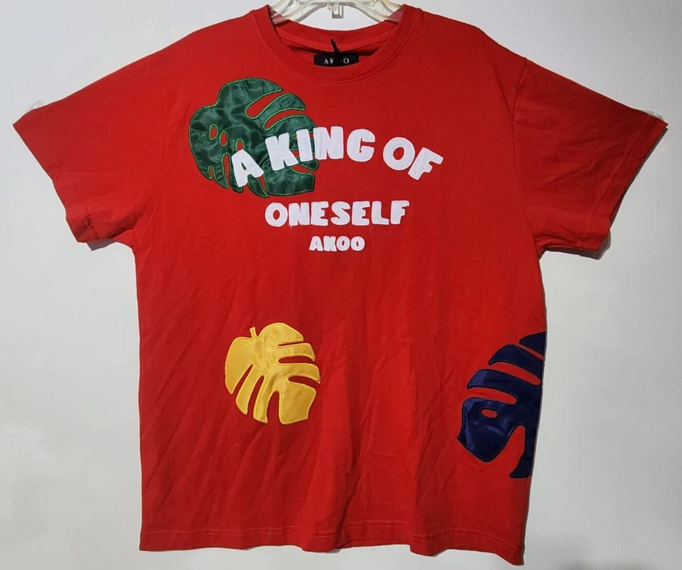 AKOO Short Sleeve T Shirt Red Natural Born Kings Size XL
