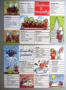 2x Postkarte Humor Bericht Lazensky Posdrav und Z Motorky lustige Motivkarten - Picture 1 of 1