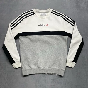 Adidas Color Block Crewneck Sweater Kid's Large / Woman's Small / Med Logo Gray - Picture 1 of 9