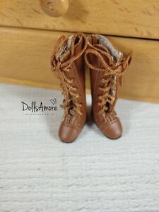 BROWN LACE UP DOLL BOOTS SIZE 25mm FITS VINTAGE AND MODERN DOLLS