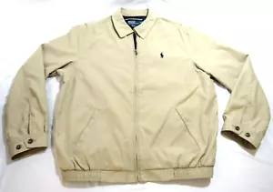 Polo Ralph Lauren Herren kariertes Futter durchgehender Reißverschluss Bomberjacke khaki hellbraun Large - Bild 1 von 14