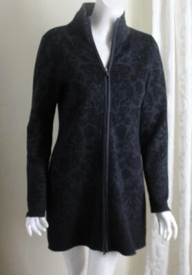 Cárdigan Suéter Túnica Larga Cremallera Completa Negro Nórdico Talla M SKYR Foto 1 de 4