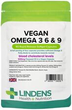 Vegan Omega 3 6 & 9 - 1000mg Flaxseed Oil - 90 Capsules - [Lindens 5064]
