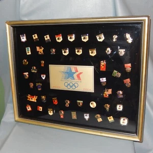 1984 OLYMPIC 48 Spilla Smalto EDIZIONE LIMITATA Set Corniciato Pinback SPONSOR - Foto 1 di 10