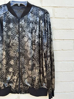 Винтажный AM повседневные матовый металлик серебро + черный Bomber куртка верхний средний/большой - Изображение 1 из 3