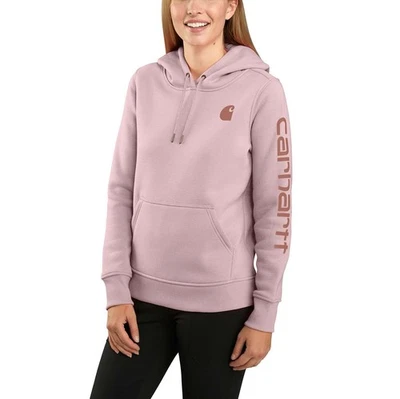Sudadera con Capucha Carhartt Para Mujer Pequeña Rosa Calce Relajado Peso Medio Logo Manga Gráfico Foto 1 de 4