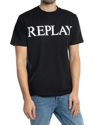 Replay Men's Big Brand Graphic T-Shirt, Black - Image 1 of 4
