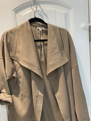 时尚 Max Studio Draped M 超大棕色轻便夹克 0586 — 第 1/4 张图片