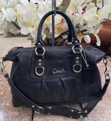 COACH Ashley Black Leather Satchel Shoulder Bag F15445 EUC! MSRP $398 - Image 1 of 4