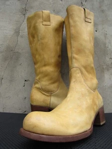 Buttero Italy Banana Yellow Leather Tall Riding Boots Men's Size EU 40 | US 10 - Picture 1 of 9