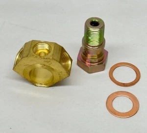 1939-1956 Ford Big Trucks Brake Master Cyl Outlet Fitting & Bolt 91T-2076-S - Picture 1 of 3