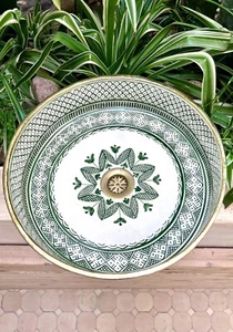 35cm-13.7 in, Ceramic Sink for Bathroom & Kitchen, Handmade Sink with Brass Rim - Picture 1 of 5