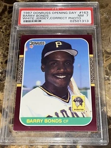 Barry Bonds Pirates Rookie RC 1987 Donruss Opening Day #163 PSA 7 NM - Foto 1 di 2