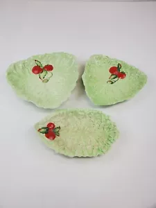 3er Set Carlton Ware grüne Salat-/Kohlblattteller mit Tomate - Bild 1 von 10