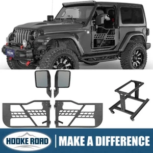 HOOKE ROAD HALF DOORS STORAGE CART SIDE MIRRORS FOR 2018-2025 JEEP WRANGLER JL - Picture 1 of 21